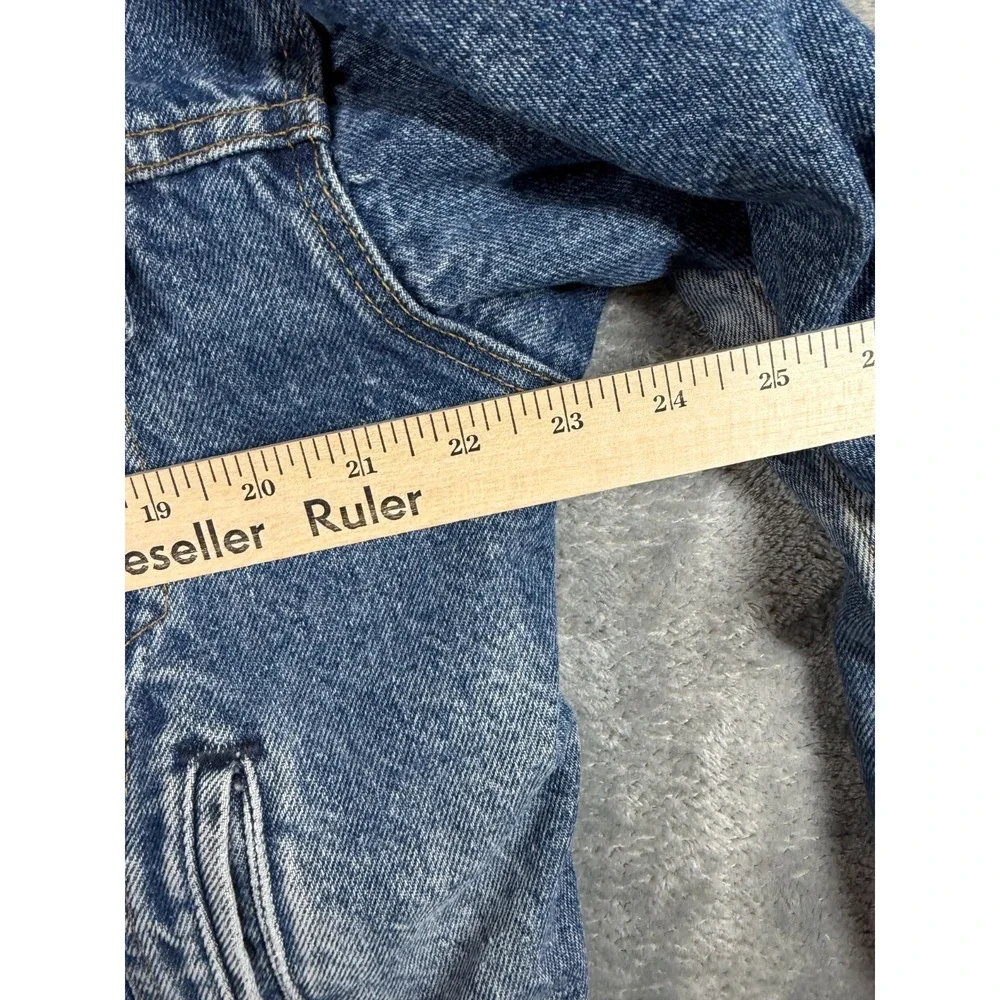 Vtg Levi's 70417-9316 Denim Trucker Jacket Lined Red Plaid Made in USA Men's L
